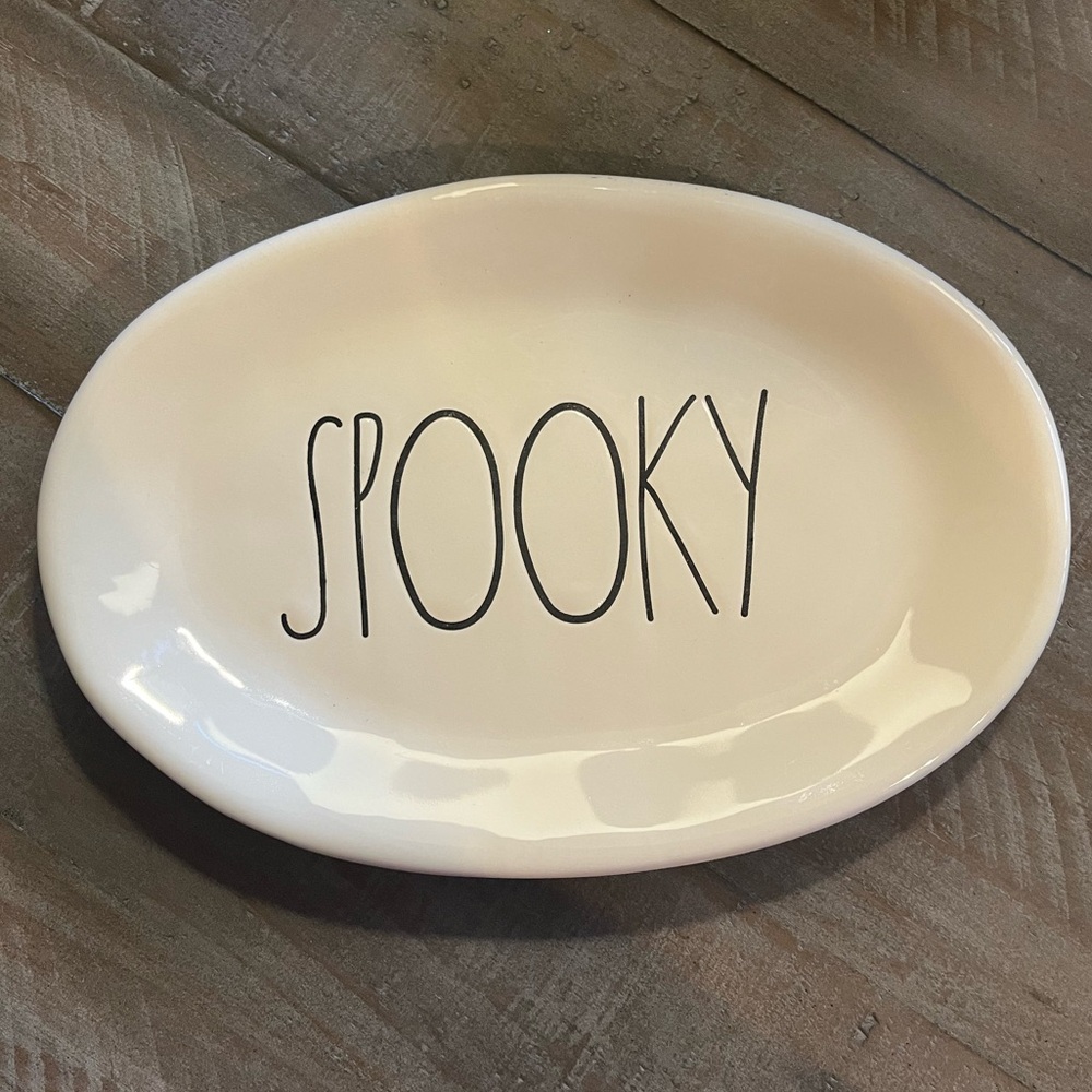 Rae Dunn Rare Vintage Big M Magenta ‘Spooky’ Oval Plate